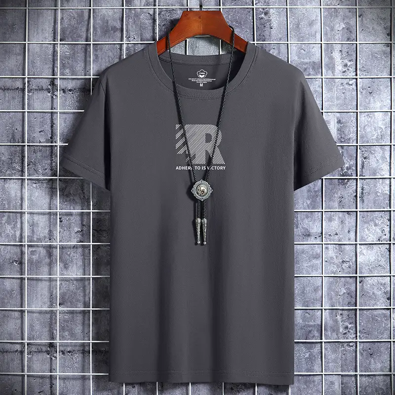 Men Cotton Graphic T-Shirt Loose Fit Beige