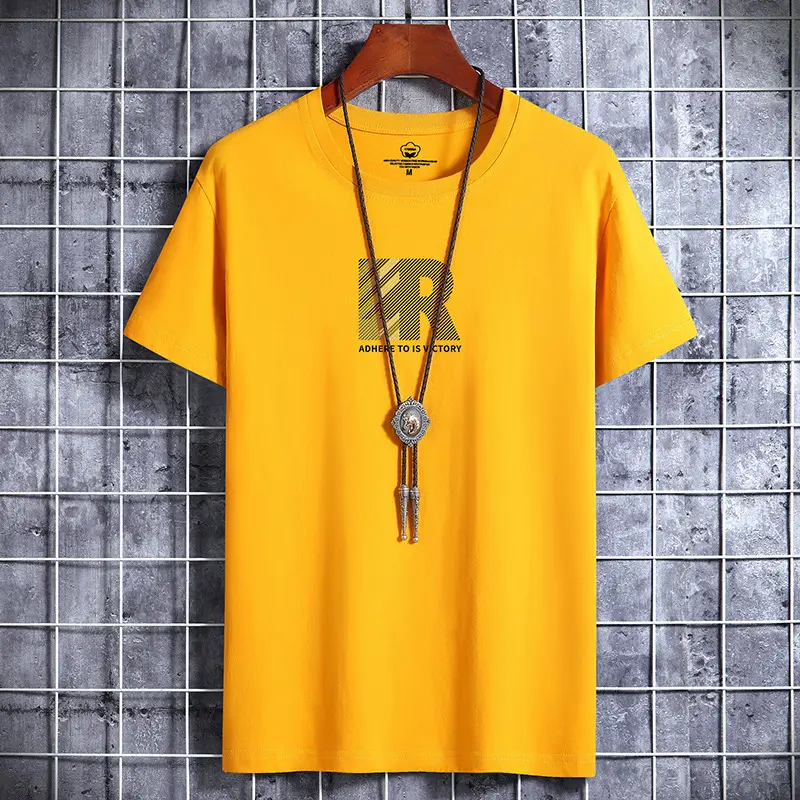 Men Cotton Graphic T-Shirt Loose Fit Beige
