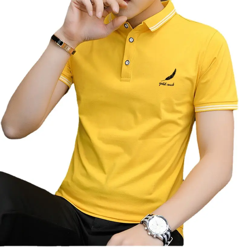 Men Black Polo Shirt Slim Fit Large