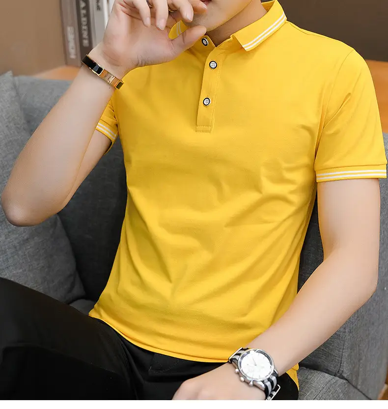 Men Black Polo Shirt Slim Fit Large