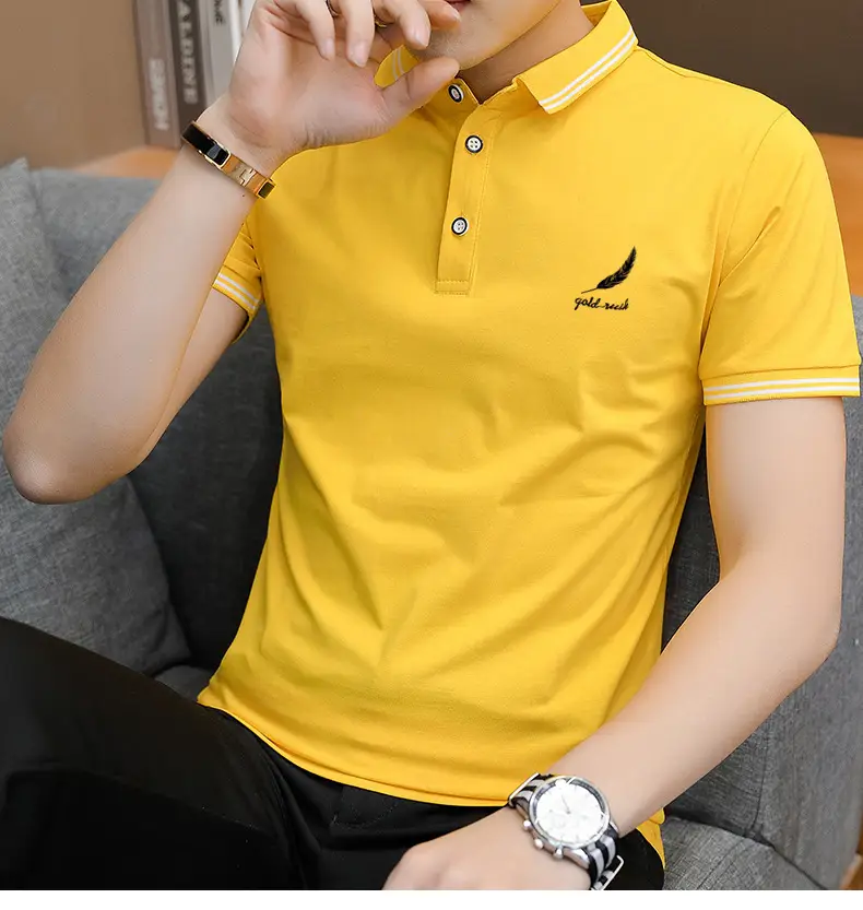 Men Black Polo Shirt Slim Fit Large