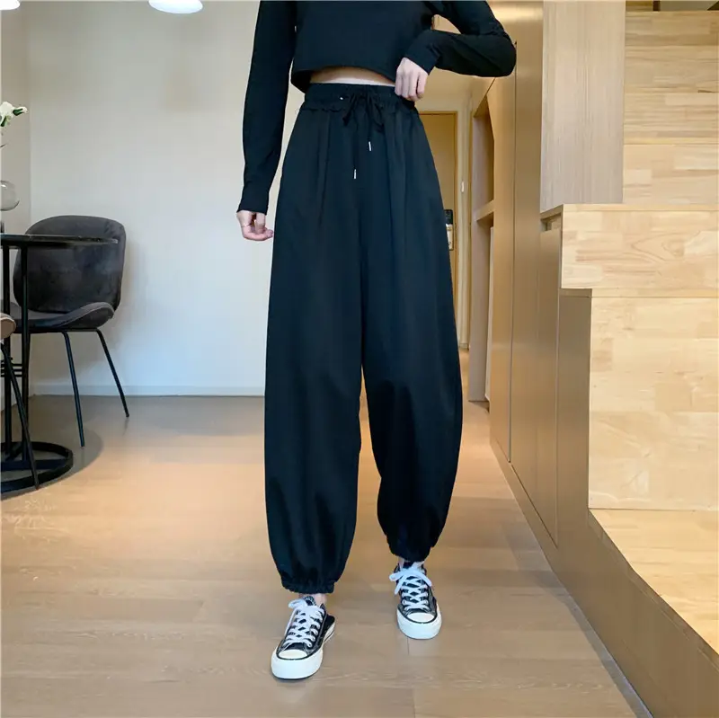 Gray Loose Harem Pants Women Summer Sweatpants - Image 4