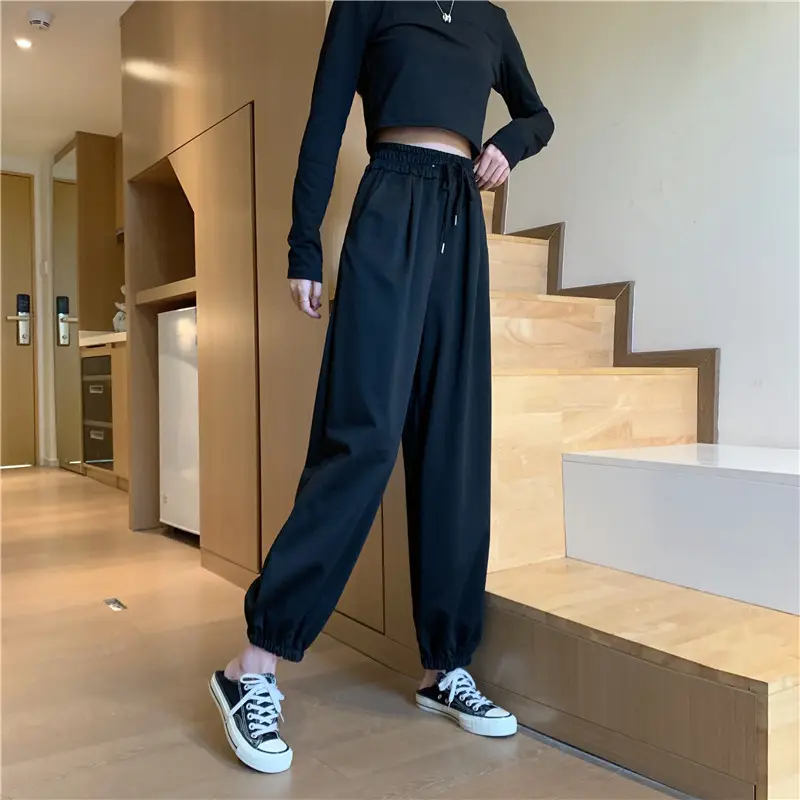 Gray Loose Harem Pants Women Summer Sweatpants - Image 5