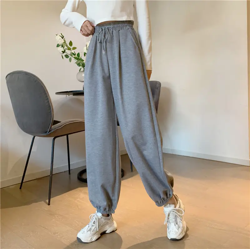 Gray Loose Harem Pants Women Summer Sweatpants - Image 6