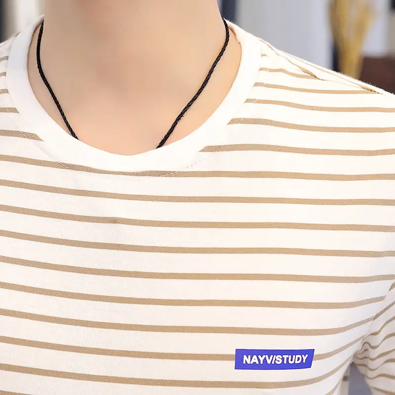Men Striped Half-Sleeve T-Shirt Korean Style