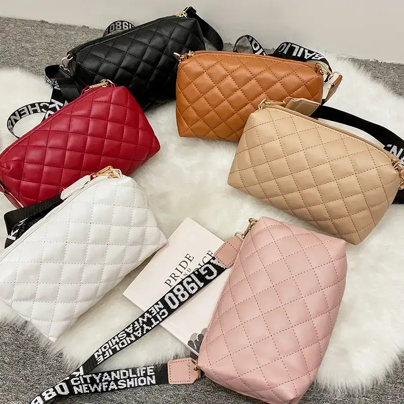 Red Quilted Shoulder Bag with Embroidered Strap - Image 9