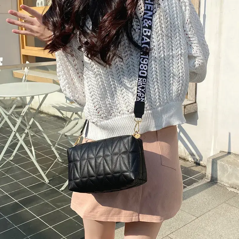 Red Quilted Shoulder Bag with Embroidered Strap - Image 10
