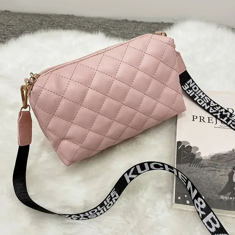 Red Quilted Shoulder Bag with Embroidered Strap - Image 3