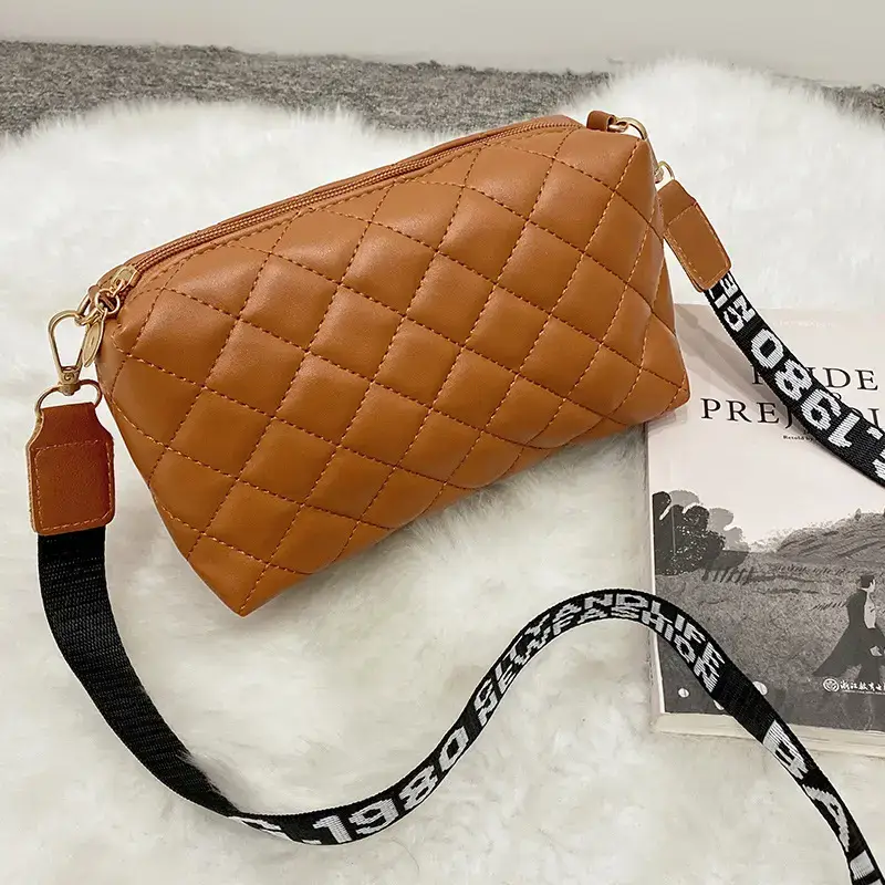 Red Quilted Shoulder Bag with Embroidered Strap - Image 4