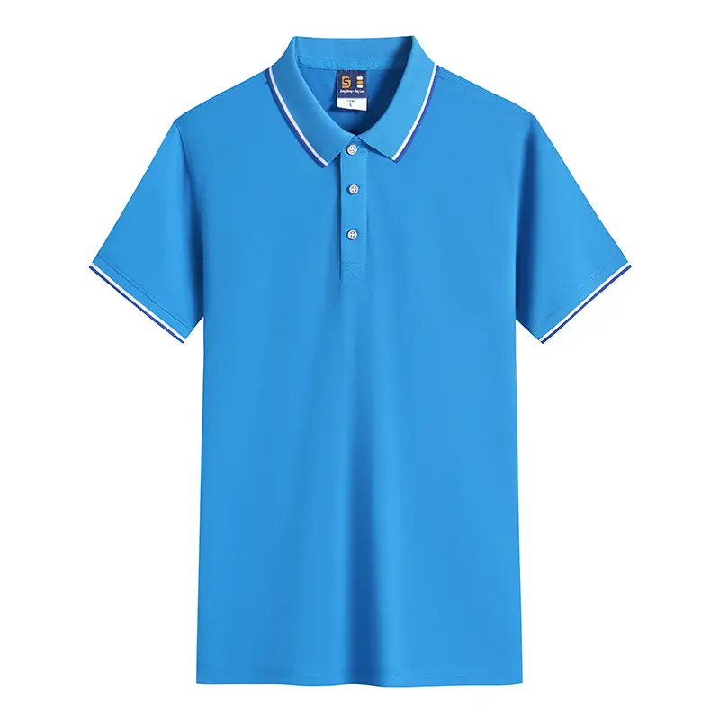 Men Black Polo Shirt with Red Blue Trim - Image 11