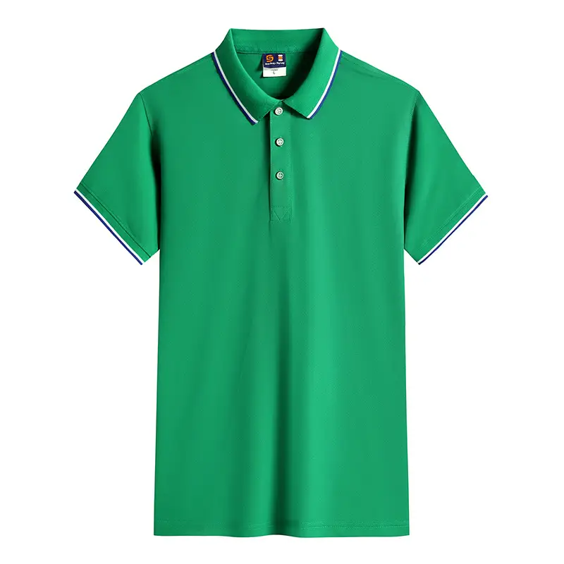 Men Black Polo Shirt with Red Blue Trim - Image 6