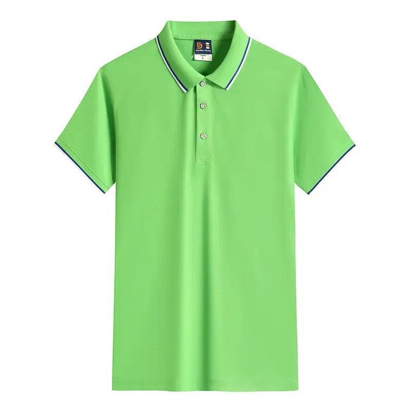Men Black Polo Shirt with Red Blue Trim - Image 8