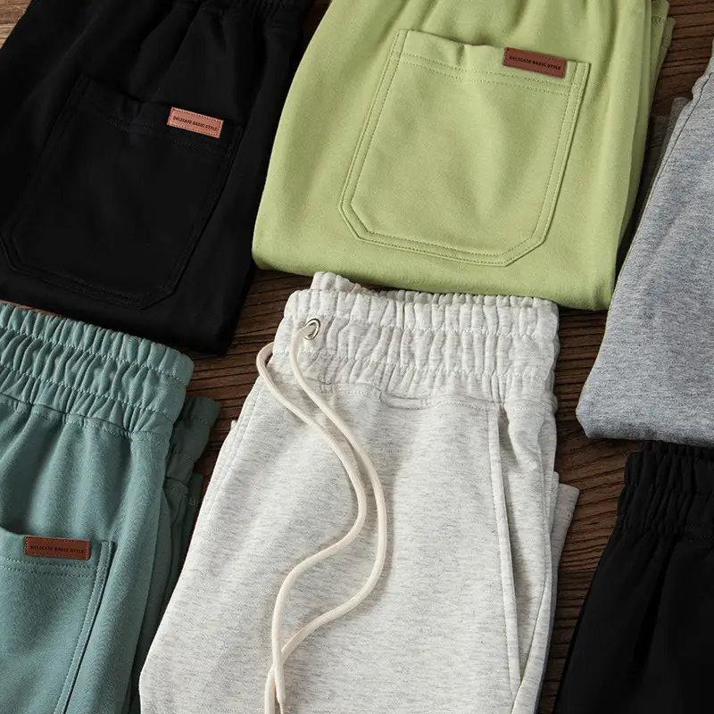 Men's Terry Cotton Shorts Beige Drawstring Casual Summer - Image 14