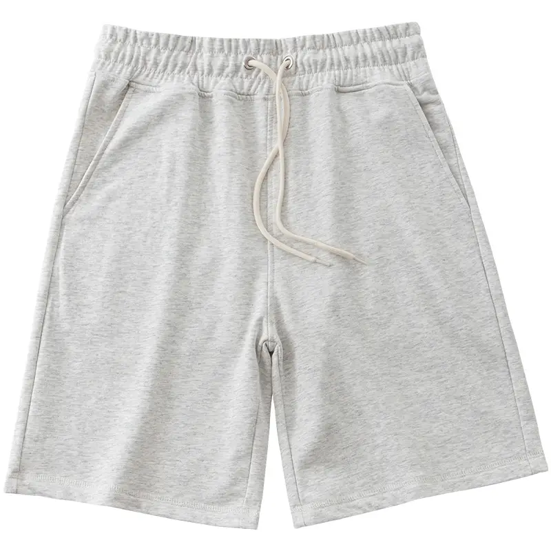 Men's Terry Cotton Shorts Beige Drawstring Casual Summer - Image 15