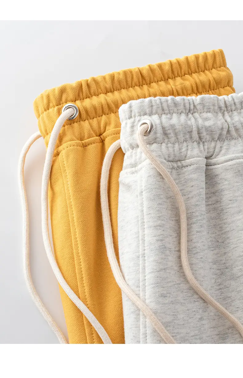 Men's Terry Cotton Shorts Beige Drawstring Casual Summer — feature 14