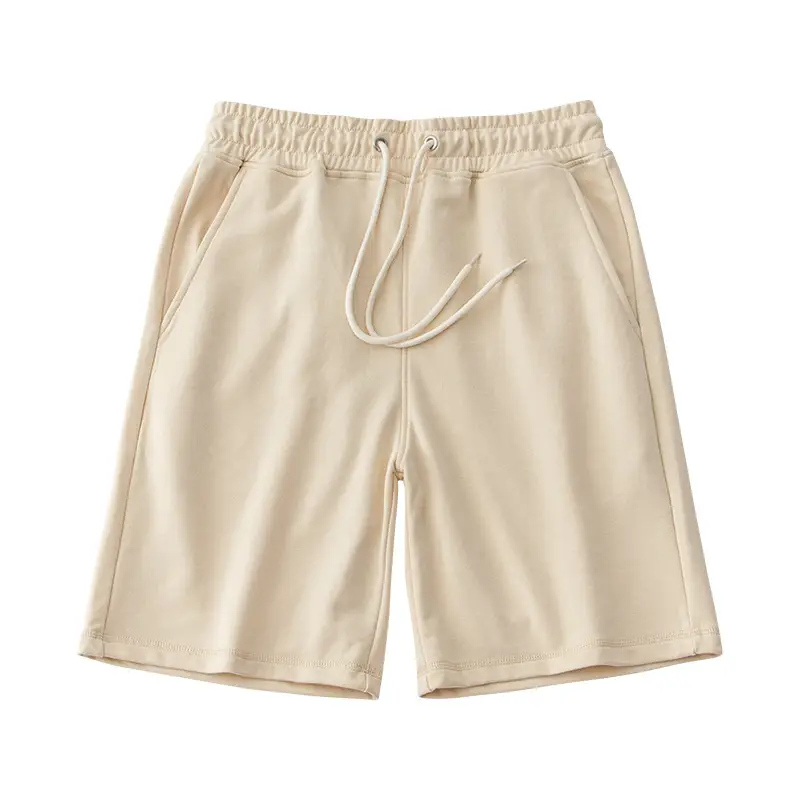 Men's Terry Cotton Shorts Beige Drawstring Casual Summer - Image 10