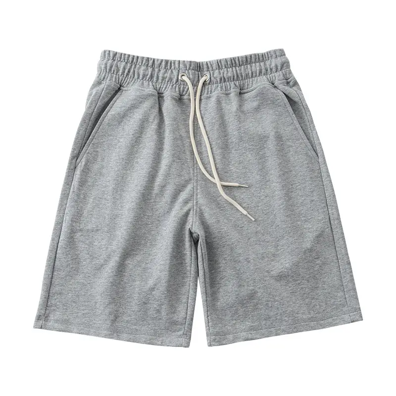 Men's Terry Cotton Shorts Beige Drawstring Casual Summer - Image 2