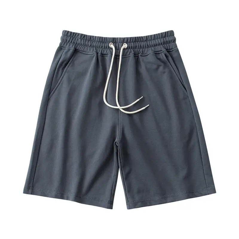 Men's Terry Cotton Shorts Beige Drawstring Casual Summer - Image 4