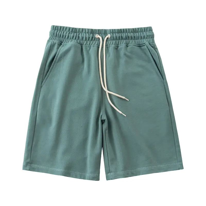 Men's Terry Cotton Shorts Beige Drawstring Casual Summer - Image 5