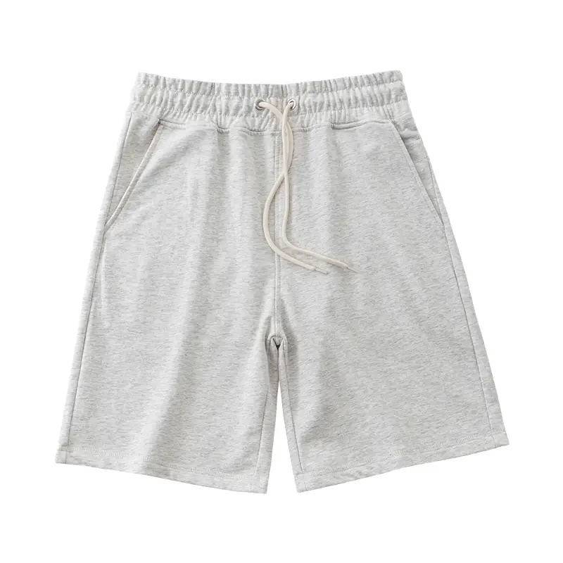 Men's Terry Cotton Shorts Beige Drawstring Casual Summer - Image 6