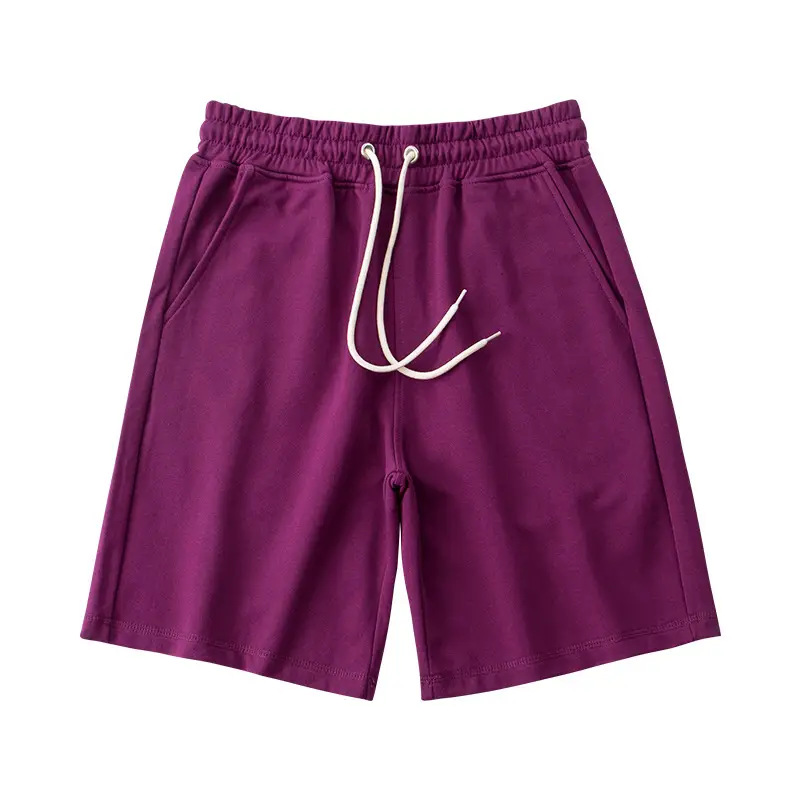 Men's Terry Cotton Shorts Beige Drawstring Casual Summer - Image 7