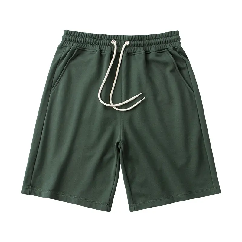 Men's Terry Cotton Shorts Beige Drawstring Casual Summer - Image 8