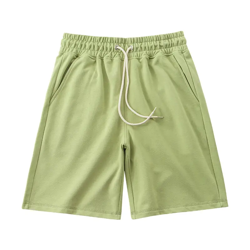 Men's Terry Cotton Shorts Beige Drawstring Casual Summer - Image 9