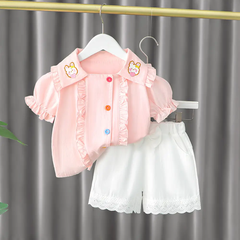 Girls' Yellow Button Top White Skirt Set Korean Style - Image 4