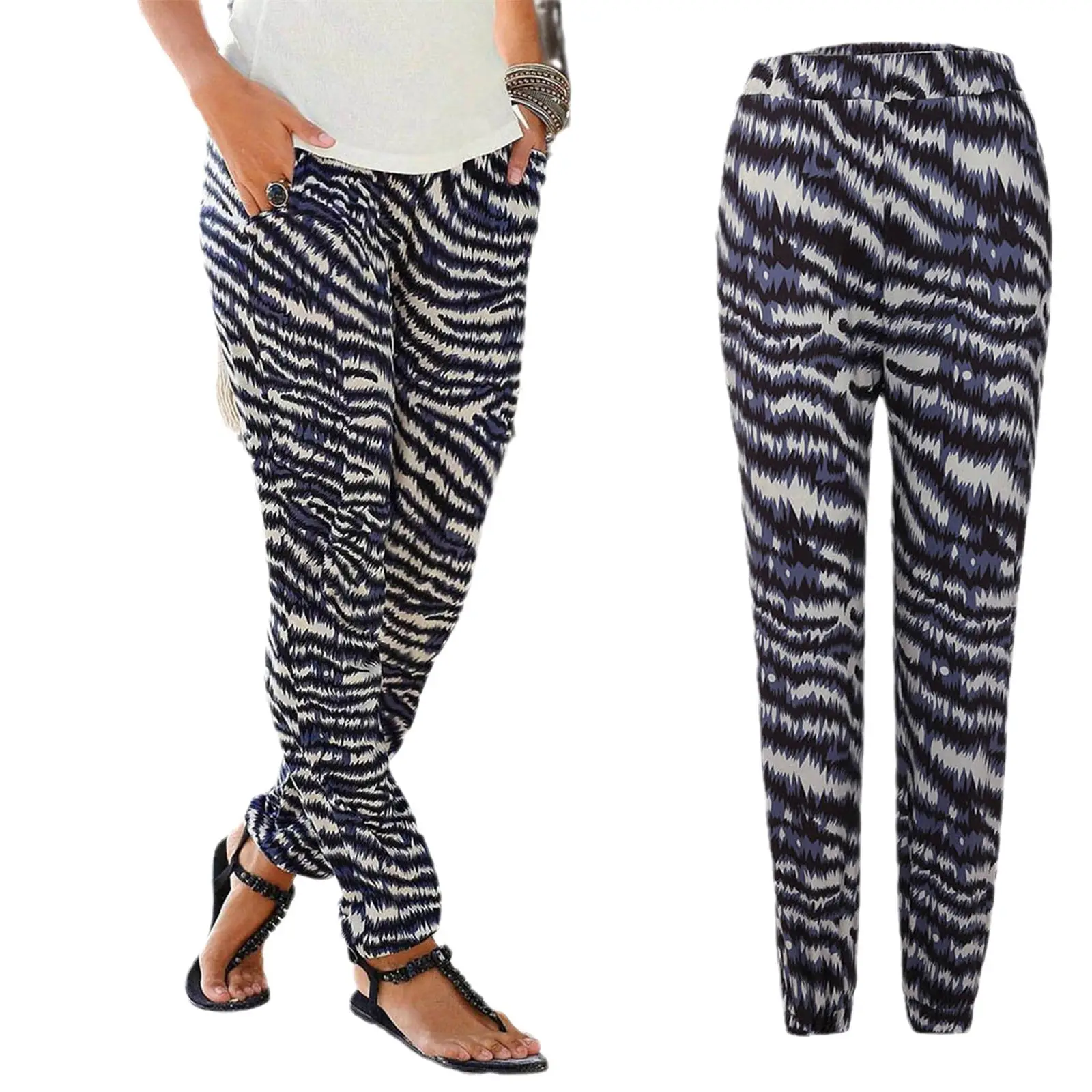 Women's Black Floral High Waist Printed Pants - Image 5