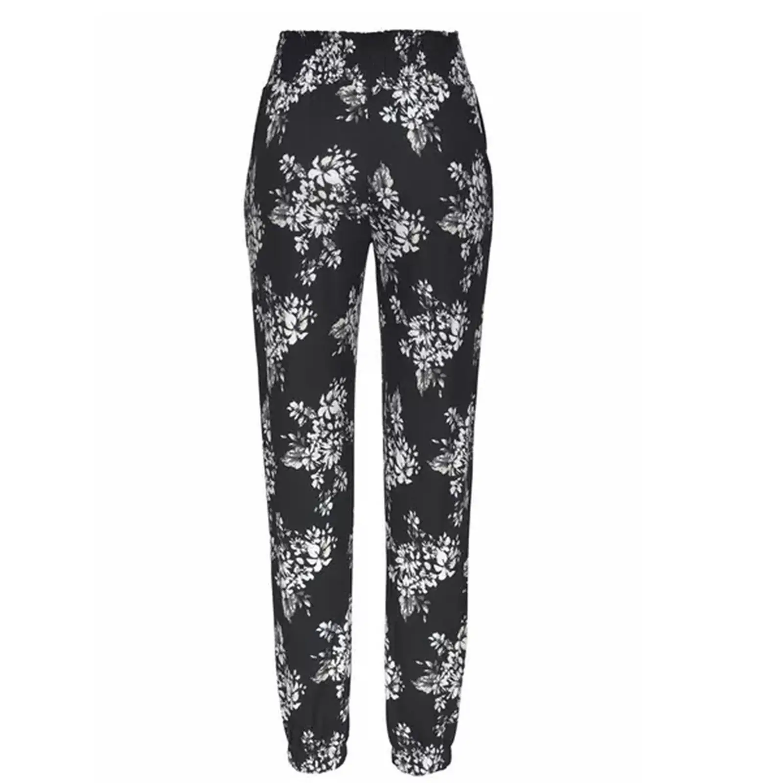 Women's Black Floral High Waist Printed Pants - Image 7