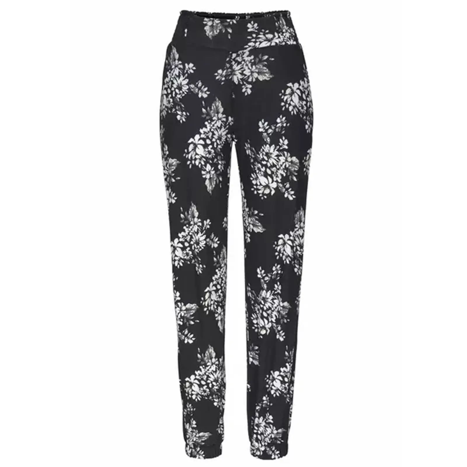 Women's Black Floral High Waist Printed Pants — feature 15