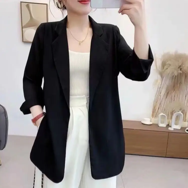 Women's Chiffon Small Suit Spring Summer White Top Draped Elegant Niche Jacket - Image 4