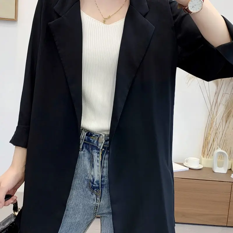 Women's Chiffon Small Suit Spring Summer White Top Draped Elegant Niche Jacket - Image 6