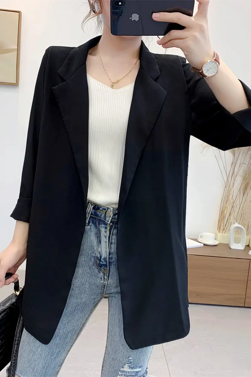 Women's Chiffon Small Suit Spring Summer White Top Draped Elegant Niche Jacket — feature 4