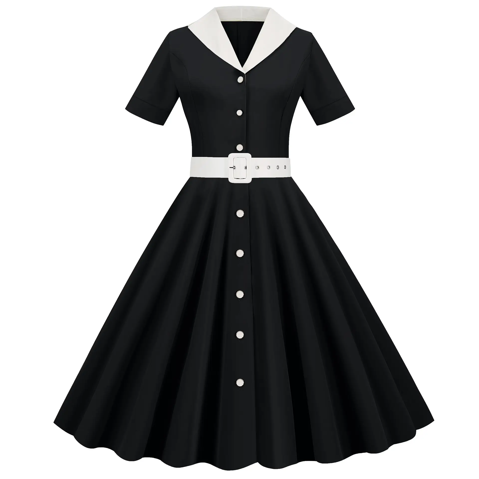 Light Blue 50s V-Neck Casual Dress Large — feature 20
