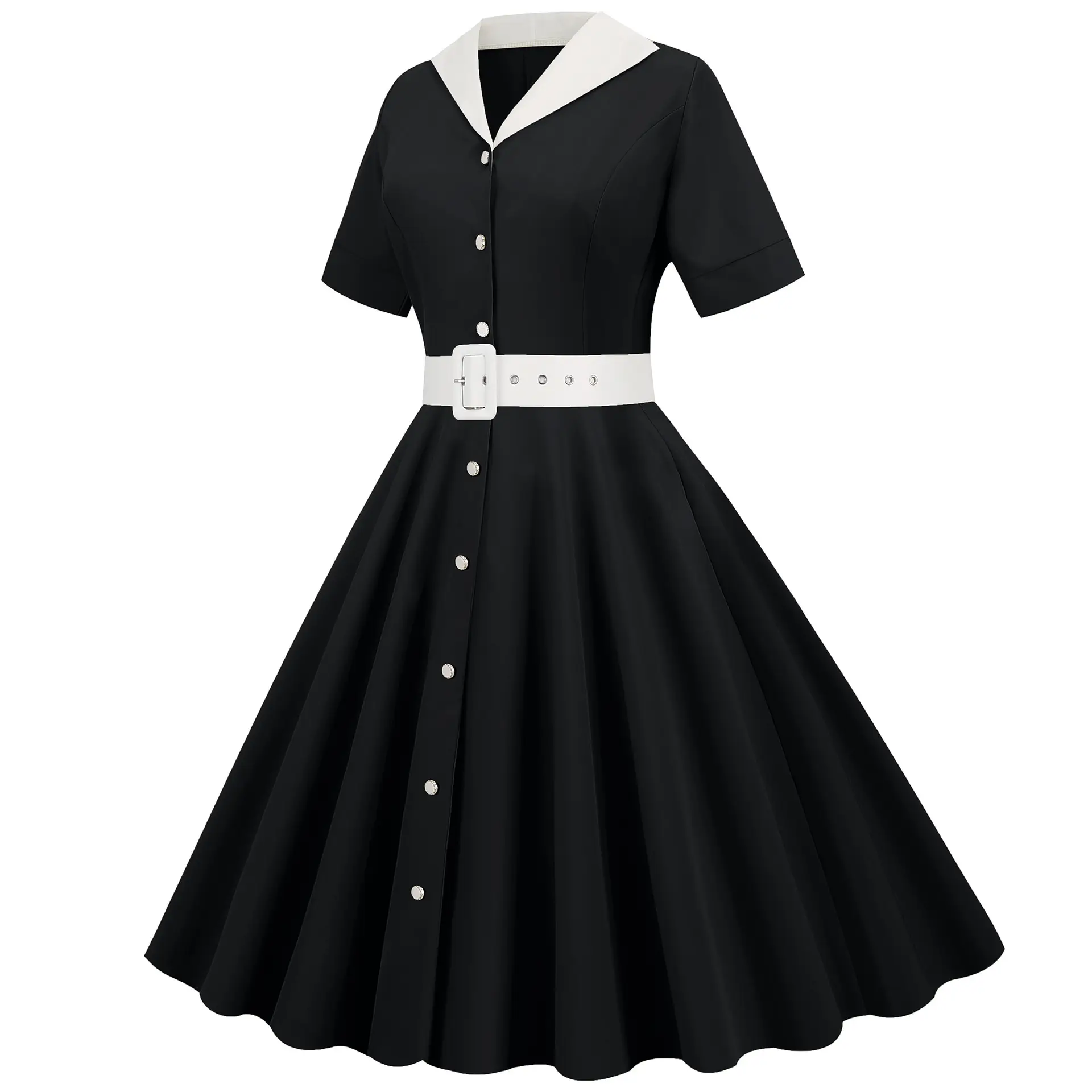 Light Blue 50s V-Neck Casual Dress Large — feature 21