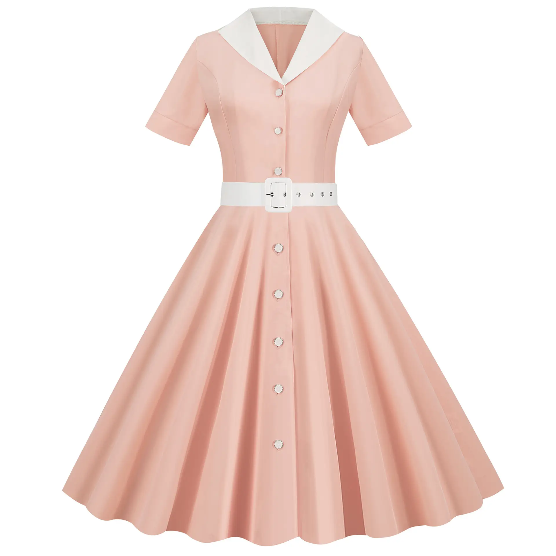 Light Blue 50s V-Neck Casual Dress Large — feature 29