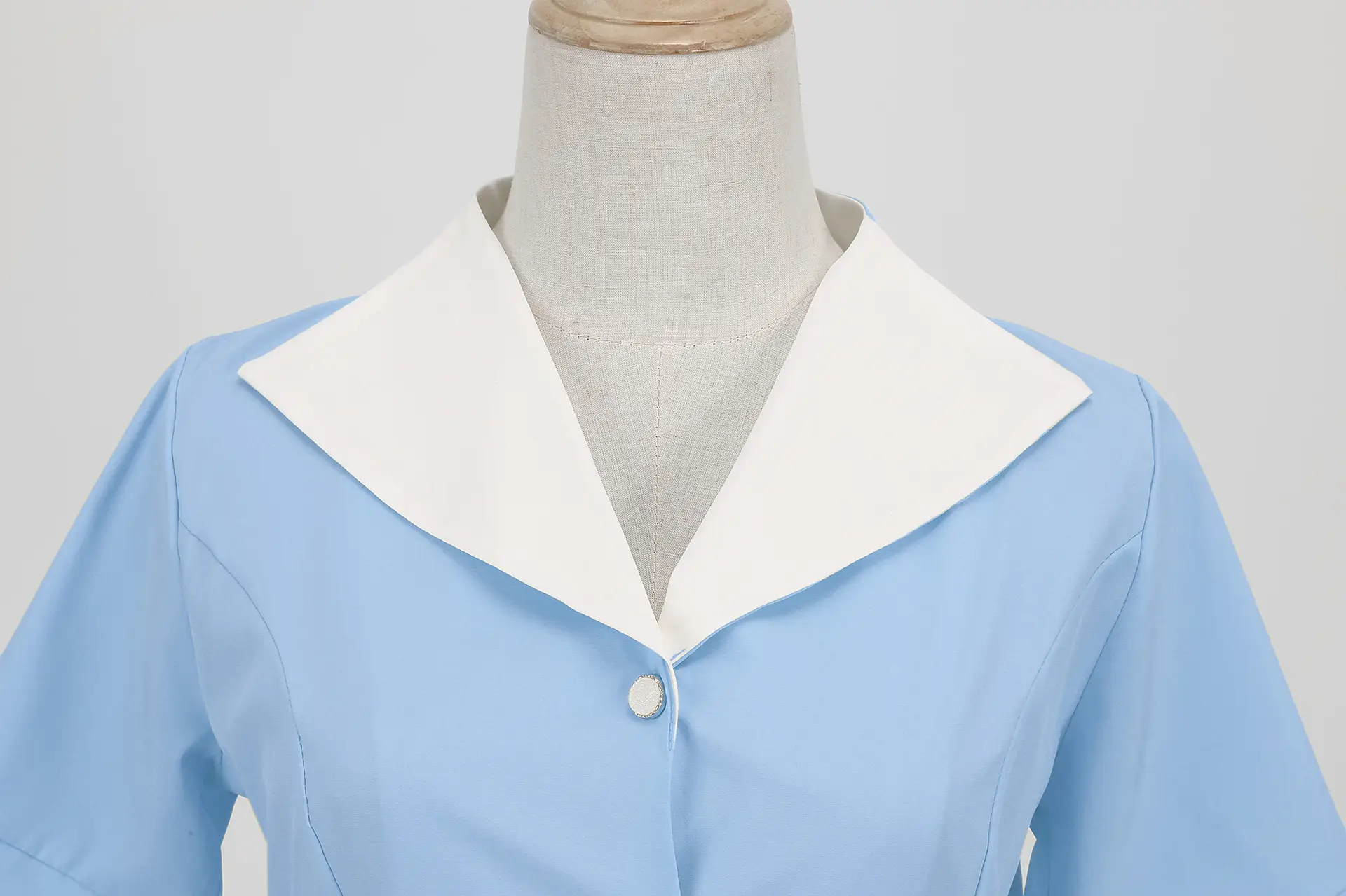 Light Blue 50s V-Neck Casual Dress Large — feature 6