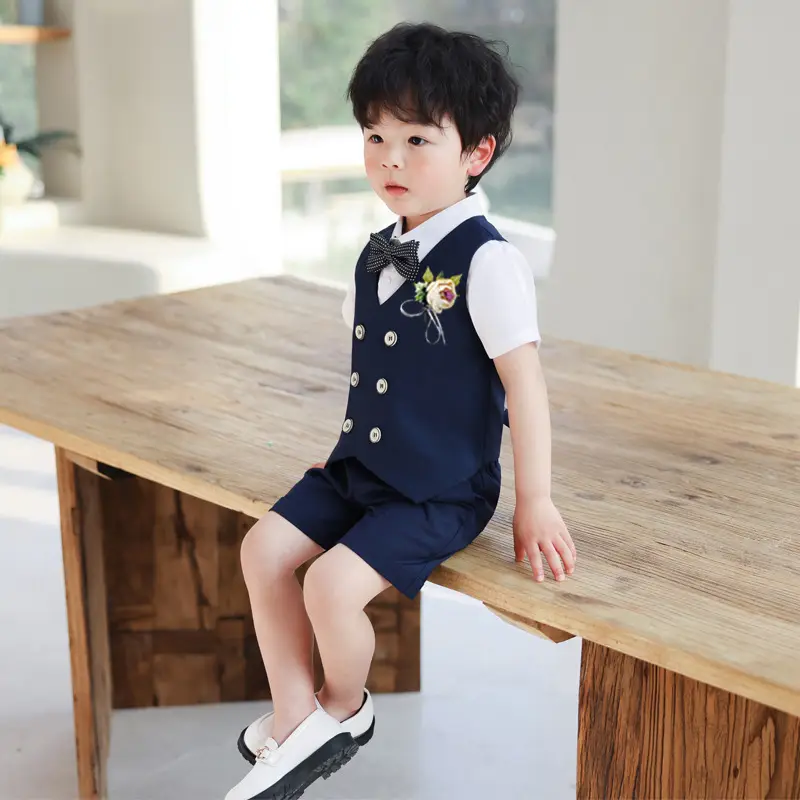 Boys Navy Blue Suit Spring Summer Wedding Dress
