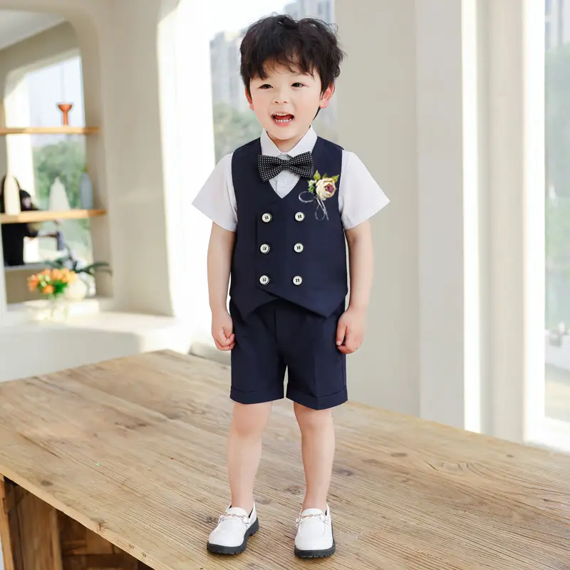 Boys Navy Blue Suit Spring Summer Wedding Dress
