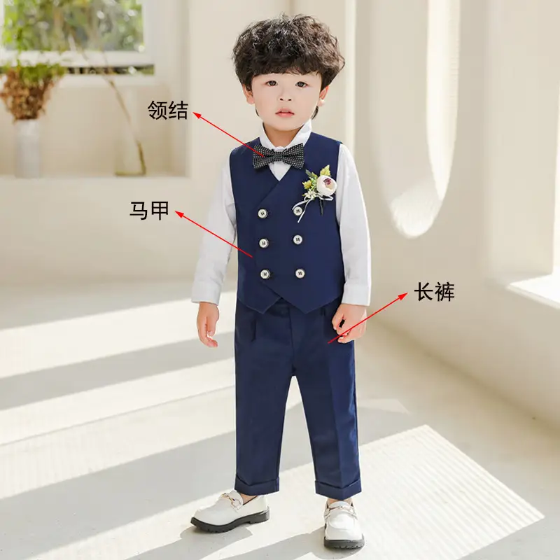 Boys Navy Blue Suit Spring Summer Wedding Dress
