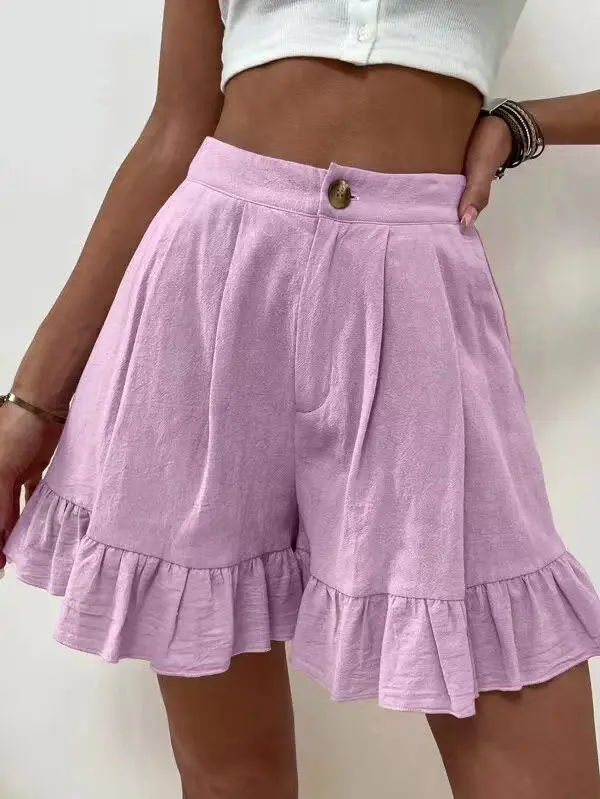 Blue Wide Leg High Waist Casual Shorts 2024