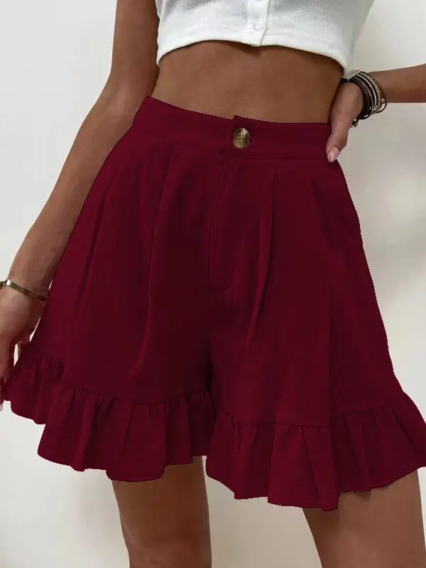 Blue Wide Leg High Waist Casual Shorts 2024