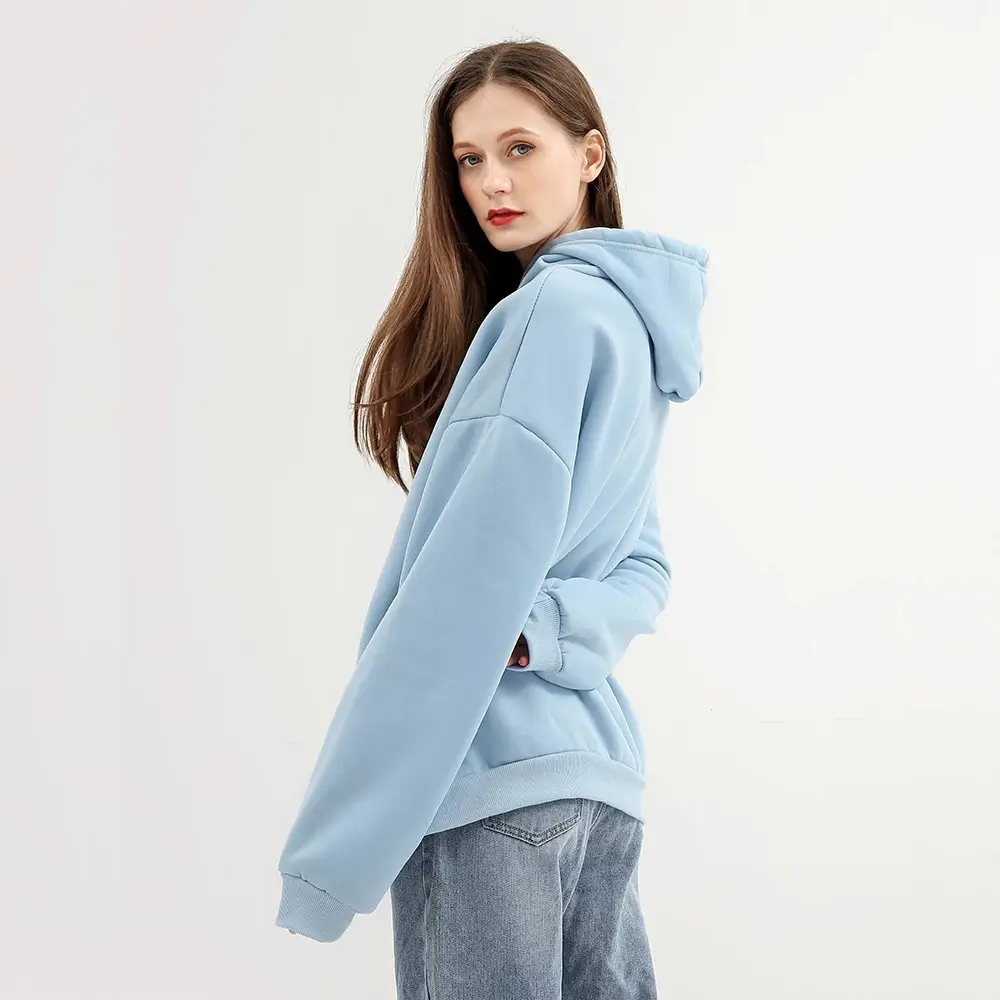 Women Fleece Lined Hoodie Pink Large - Image 14
