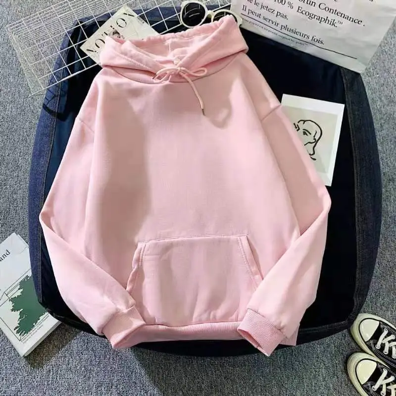 Women Fleece Lined Hoodie Pink Large - Image 11