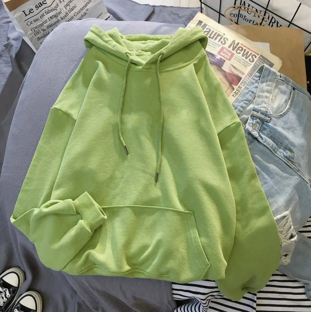 Women Fleece Lined Hoodie Pink Large - Image 12