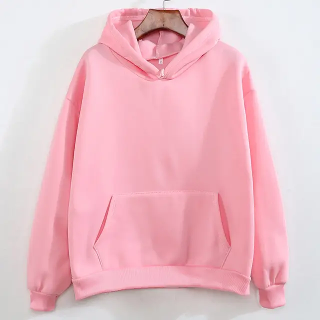 Women Fleece Lined Hoodie Pink Large - Image 5