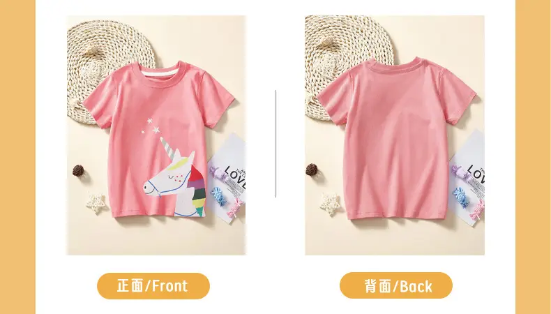 Girls Unicorn T-Shirt Pink 2025 Summer — feature 11