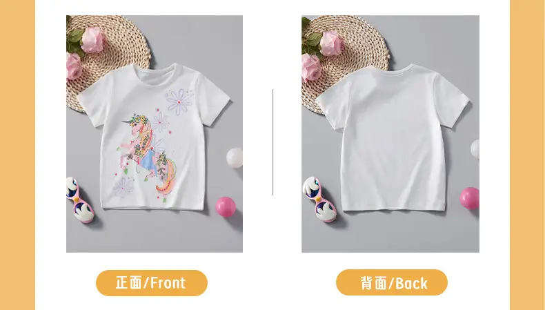 Girls Unicorn T-Shirt Pink 2025 Summer — feature 12