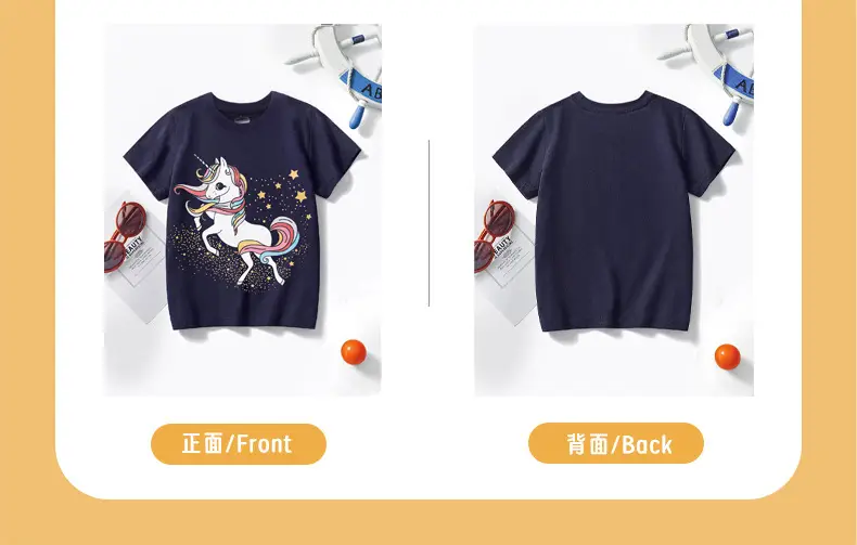 Girls Unicorn T-Shirt Pink 2025 Summer — feature 13